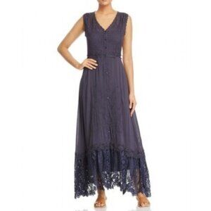 Johnny Was Gavin Slate Blue Lace Maxi Dress Size Small